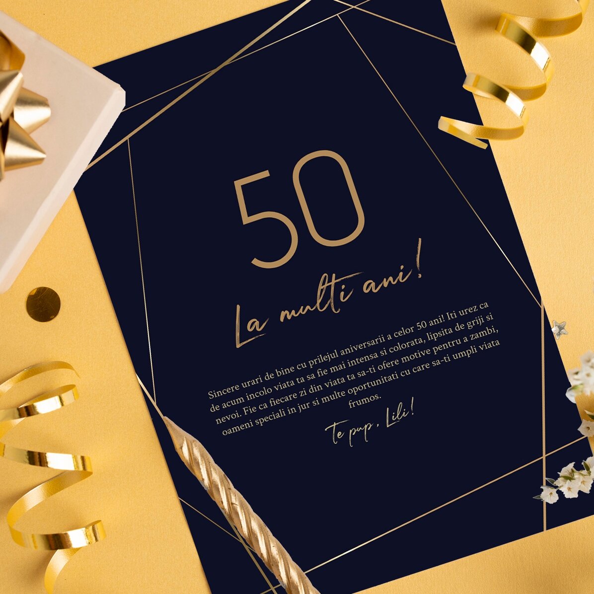 Felicitare personalizată cu text - Golden 50