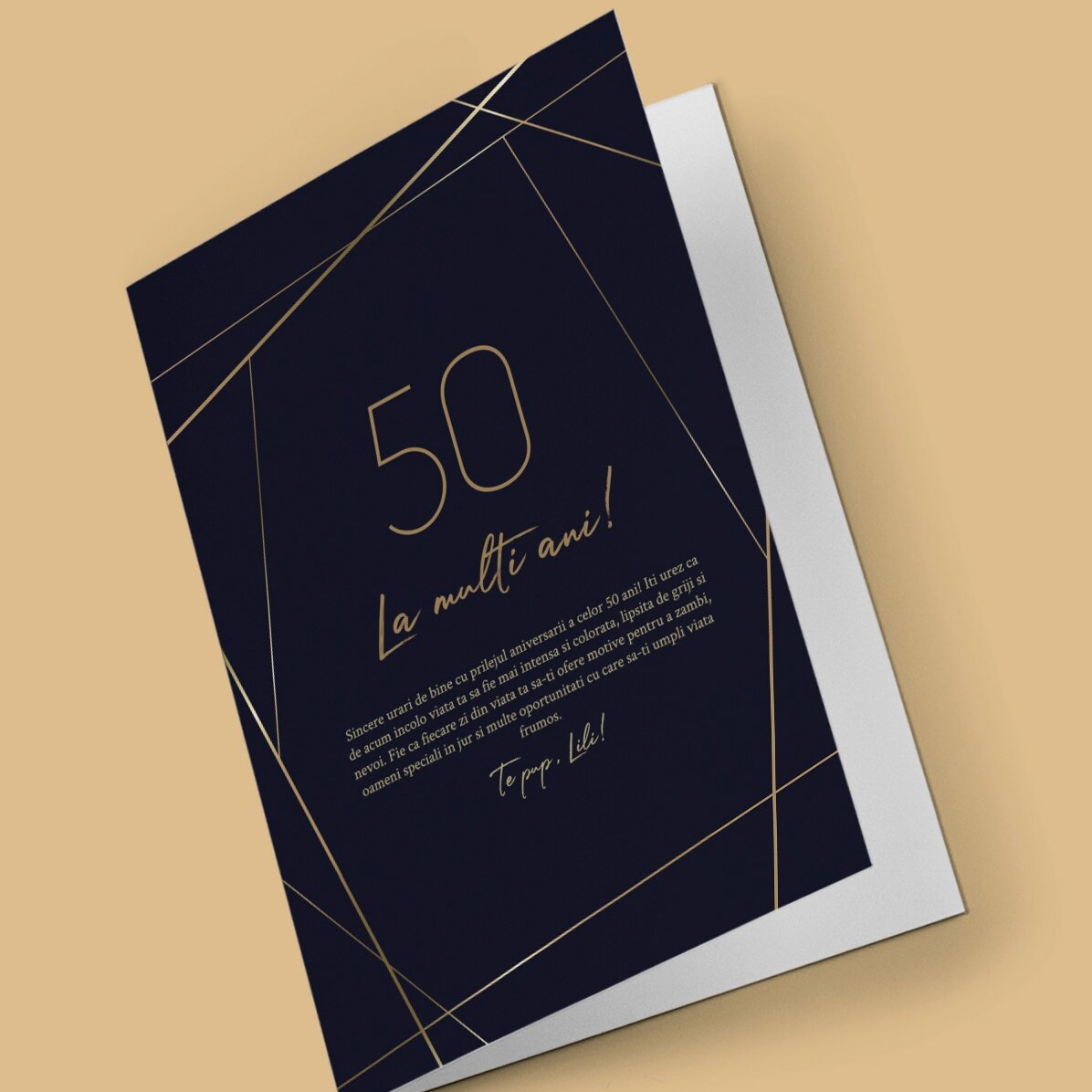Felicitare personalizată cu text - Golden 50