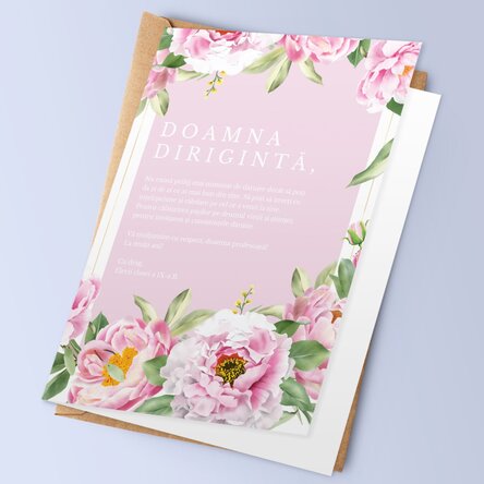 Felicitare personalizată cu text - Mesaj pentru doamna dirigintă