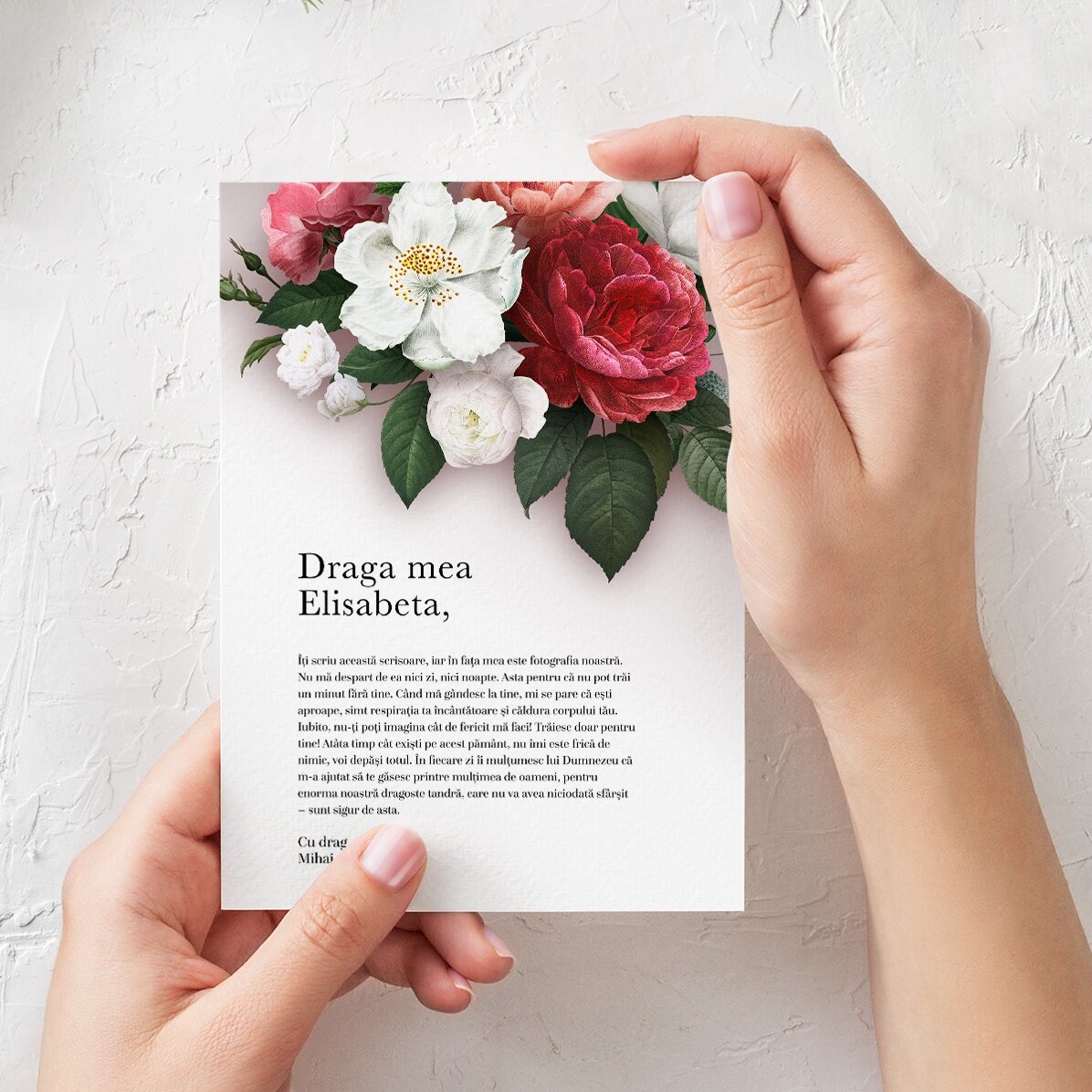 Felicitare personalizată cu text - Scrisoare de dragoste
