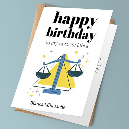 Felicitare personalizată cu text - Zodia Balanță