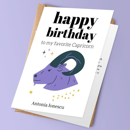 Felicitare personalizată cu text - Zodia Capricorn