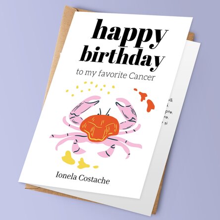 Felicitare personalizată cu text - Zodia Rac