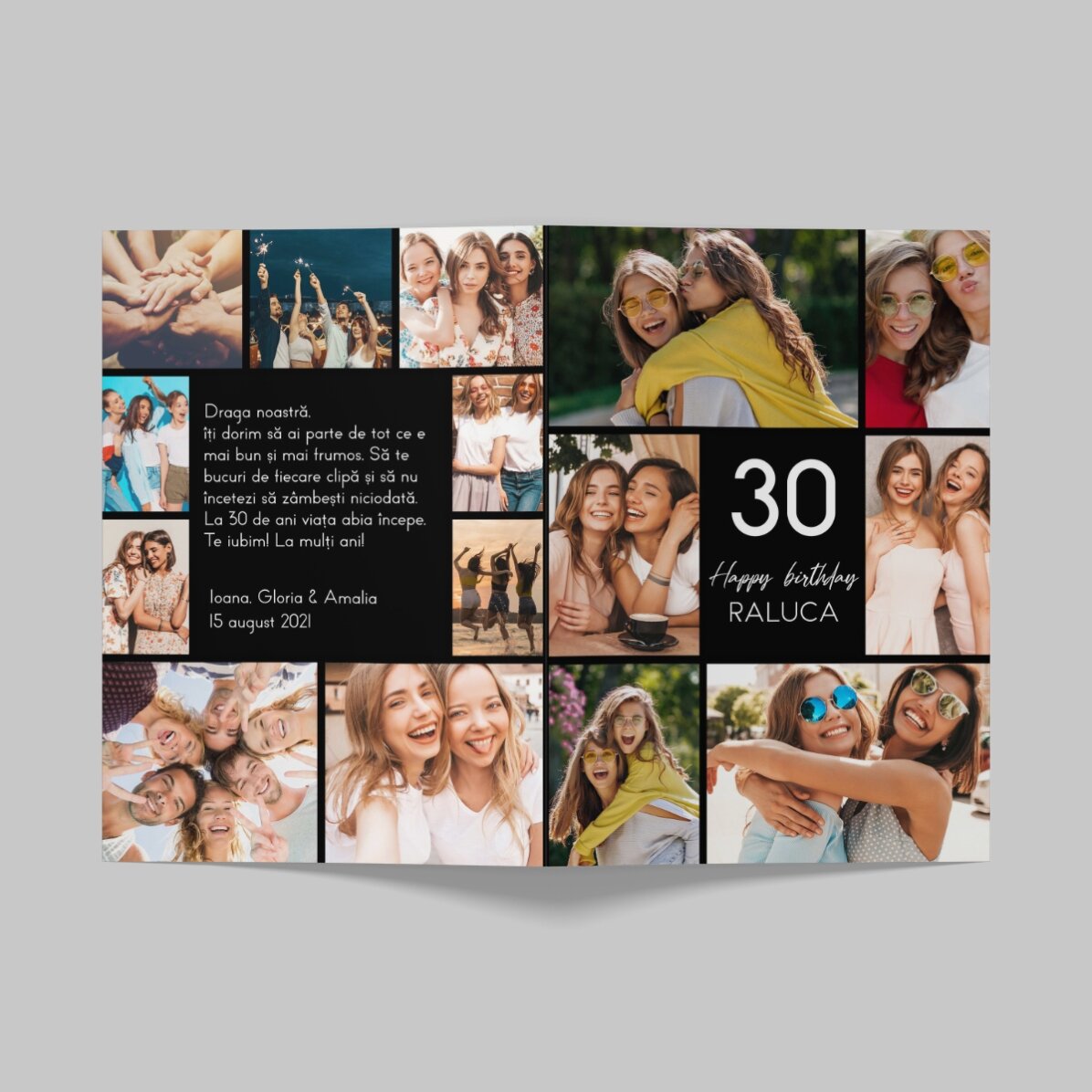 Felicitare personalizată față verso cu poze și text