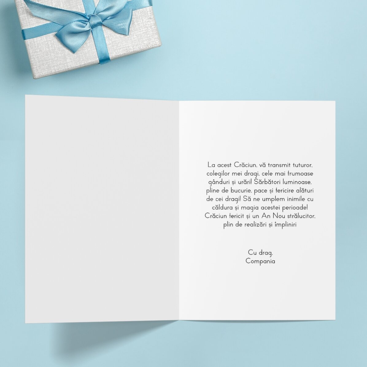 Felicitare personalizată față verso cu text și logo - Ornamente