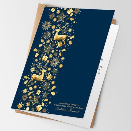 Felicitare personalizată față verso cu text și logo - Poveste de Crăciun