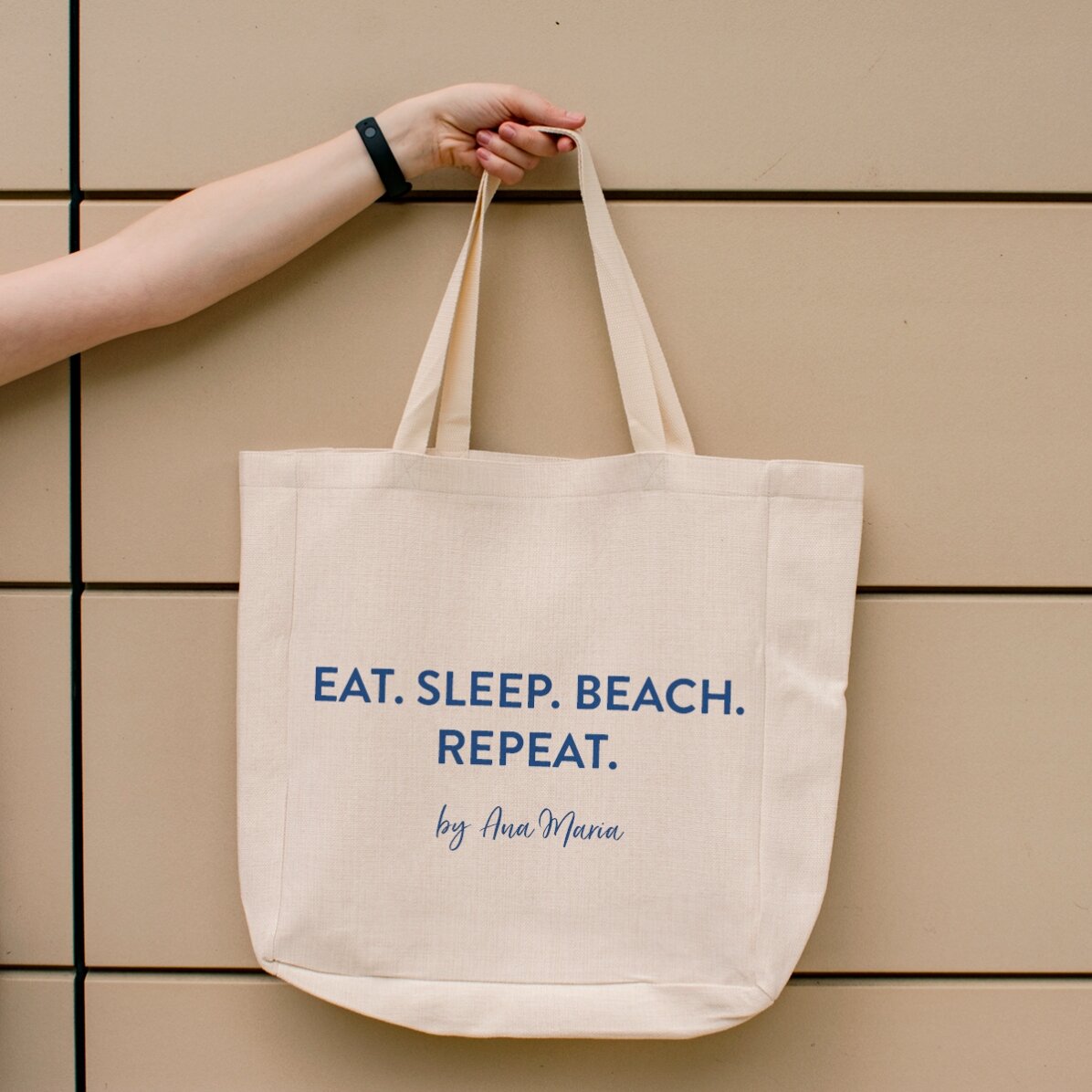 Geantă de plajă personalizată cu text - Beach. Repeat