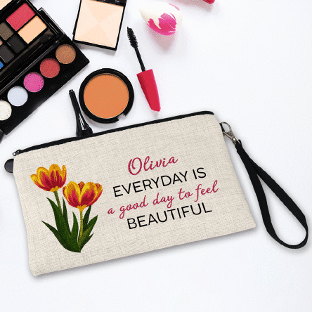 Gentuță pentru accesorii personalizată cu mesaj - Flori