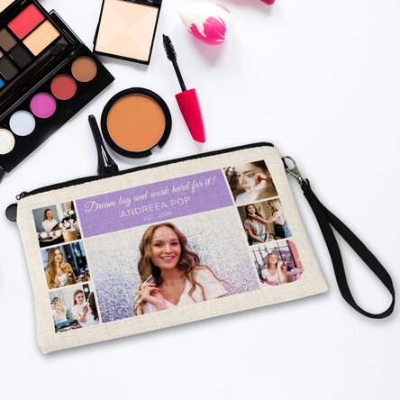 Gentuță pentru cosmetice personalizată cu 7 poze și text