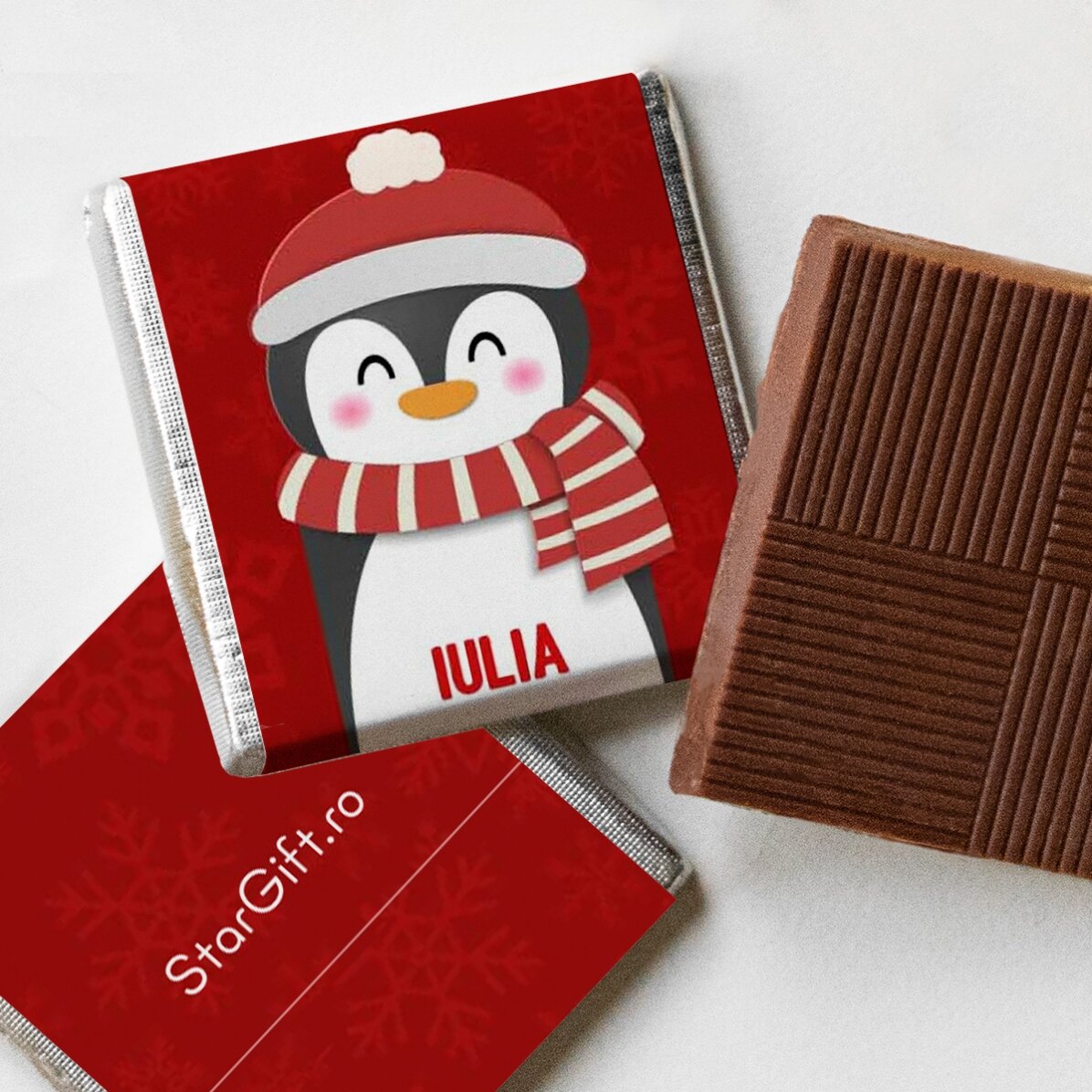 Glob cu 10 mini ciocolățele personalizate cu nume - Merry Christmas