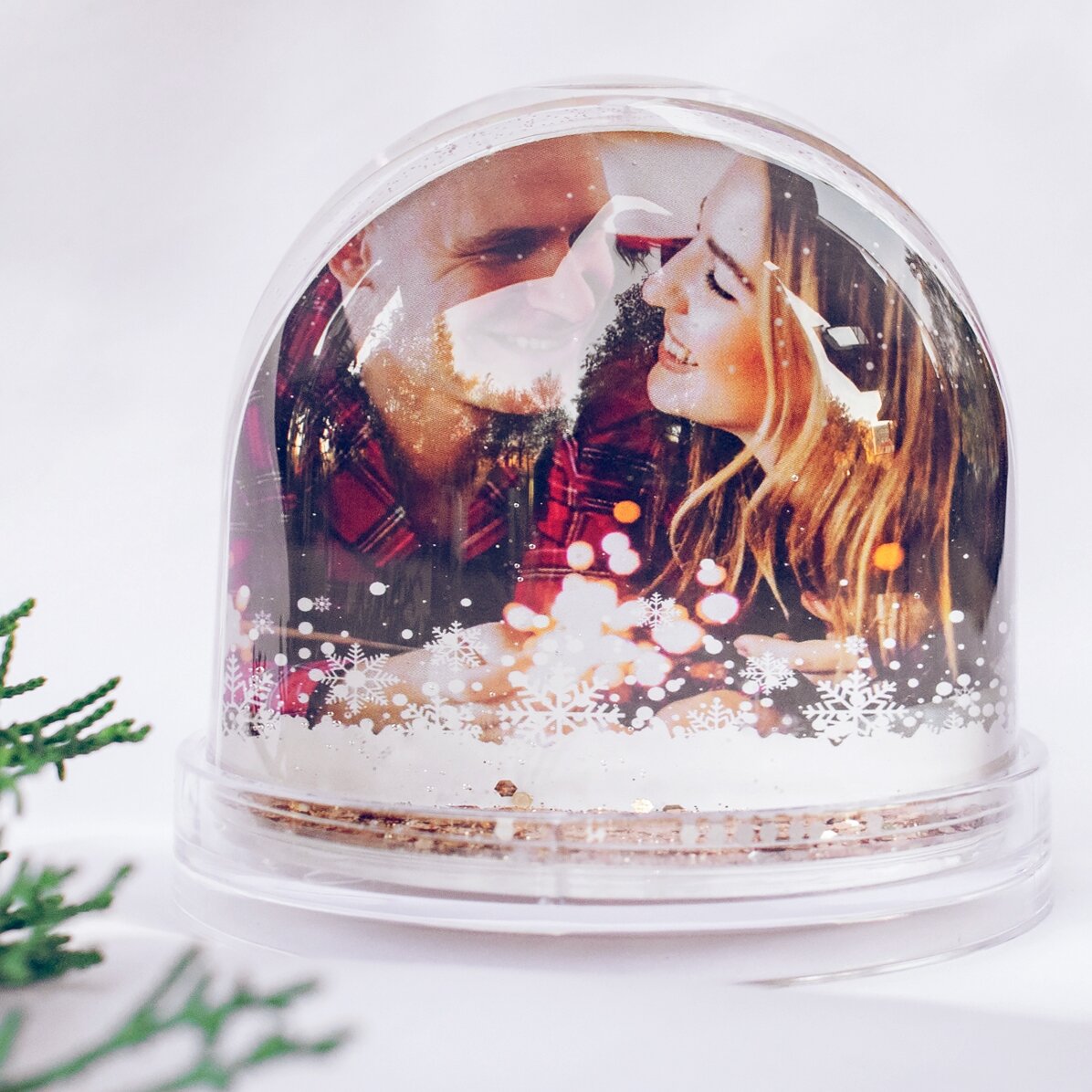 Glob de birou personalizat cu poză și mesaj de Crăciun