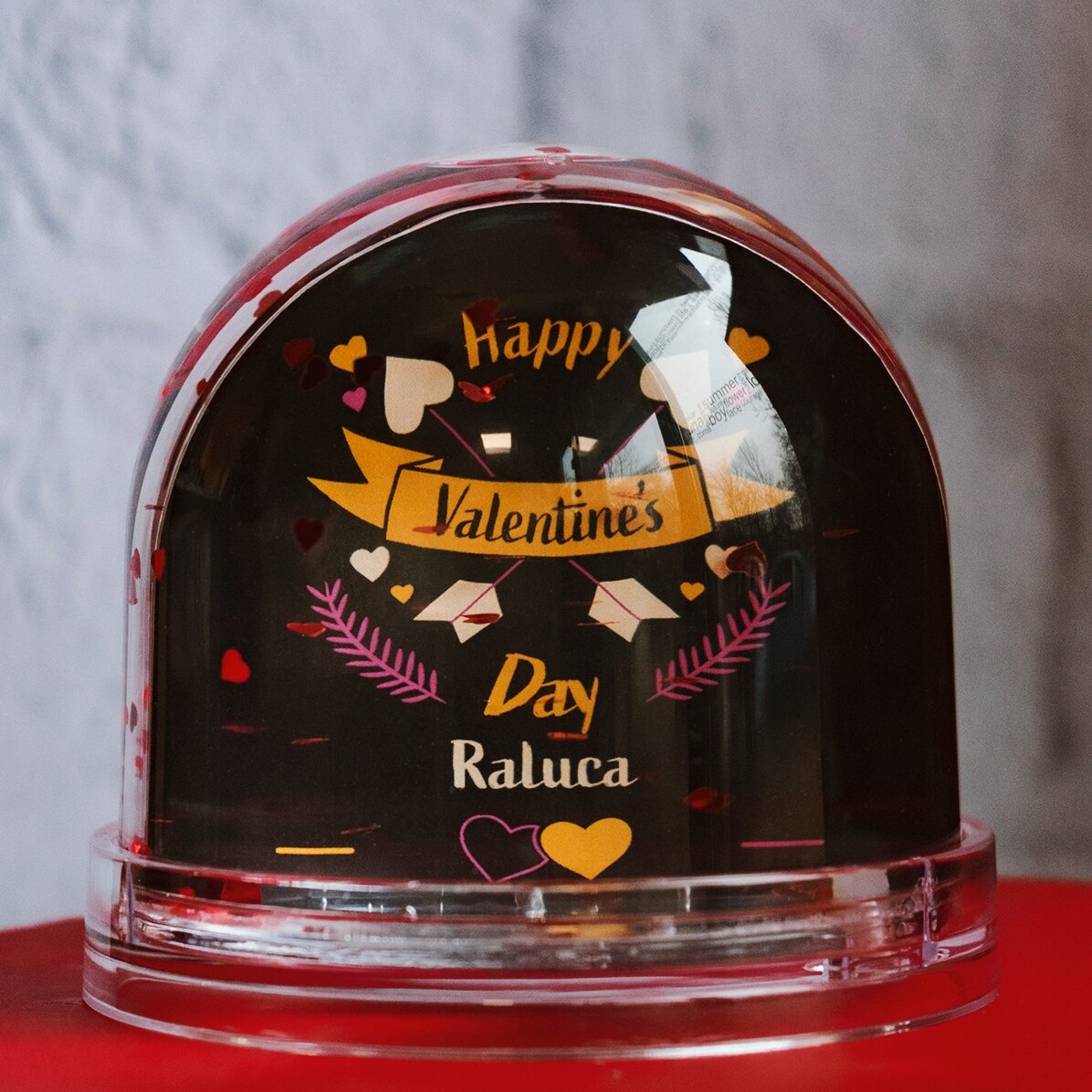 Glob de birou personalizat cu poză și text - Valentine