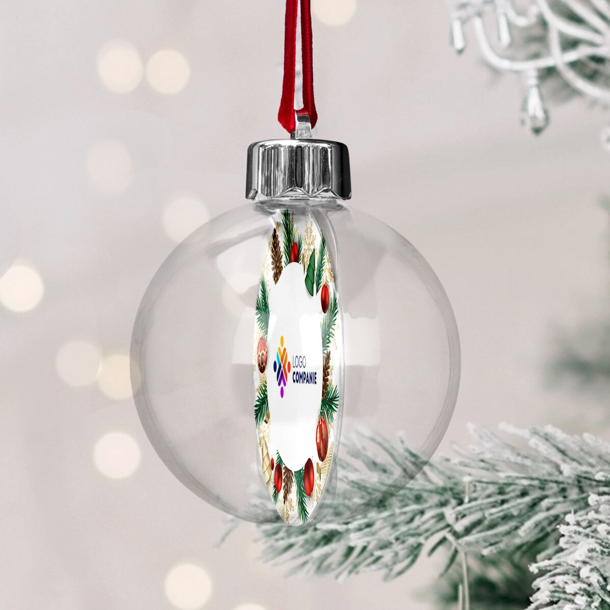 Glob personalizat față-verso cu logo și mesaj - Sărbători fericite!