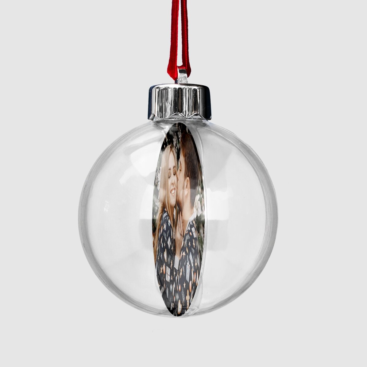 Glob transparent personalizat față-verso cu două fotografii