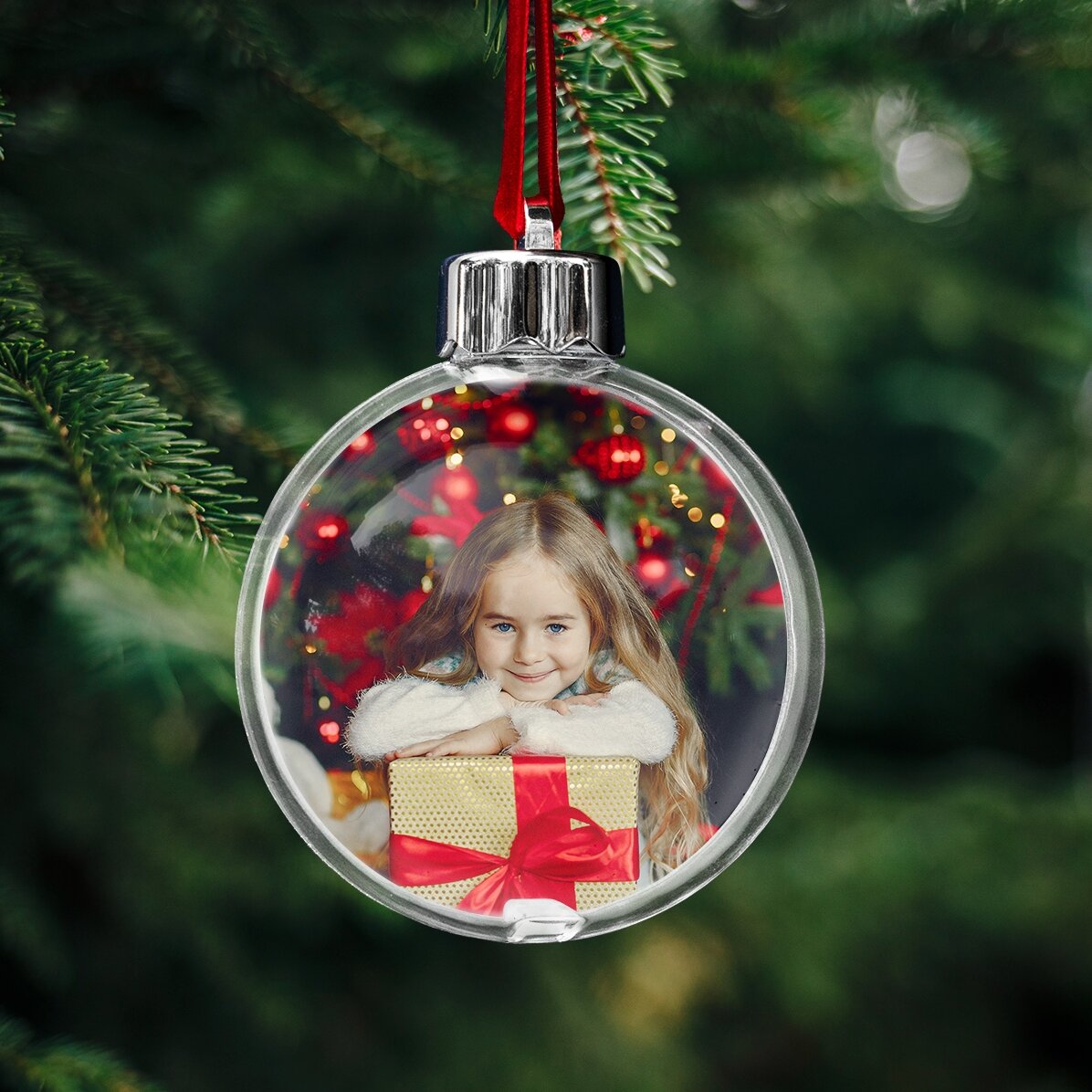 Glob transparent personalizat față-verso cu nume și o poză