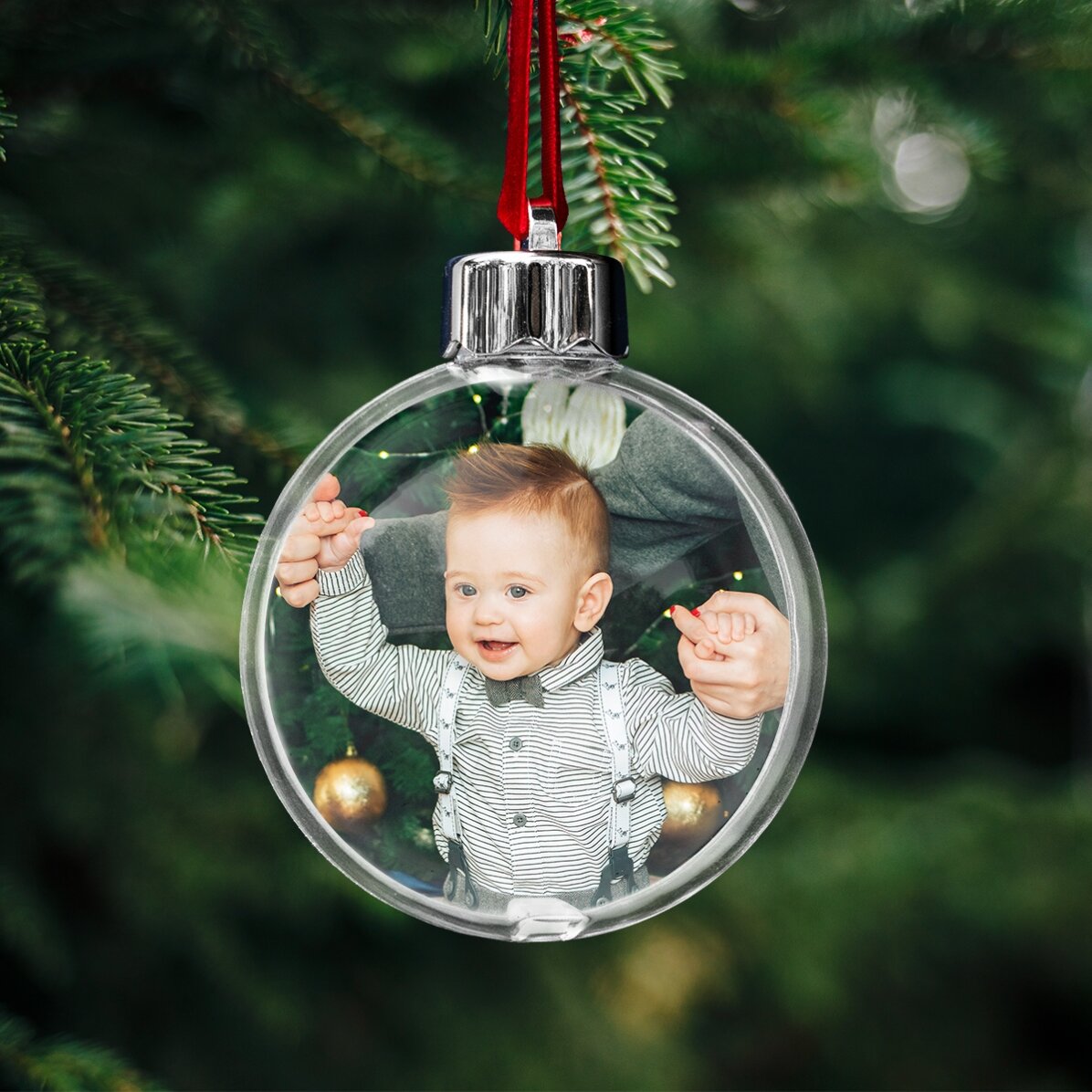 Glob transparent personalizat față-verso cu o fotografie și mesaj pentru copii
