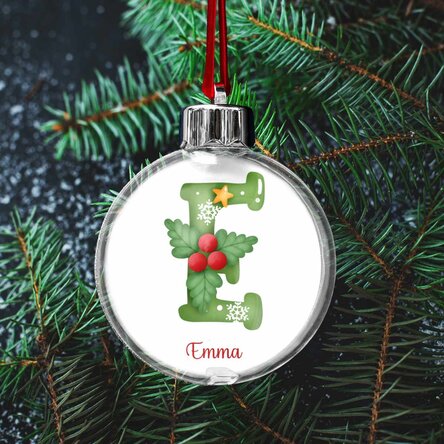 Glob transparent personalizat față-verso cu o poză și mesaj - Crăciun fericit!