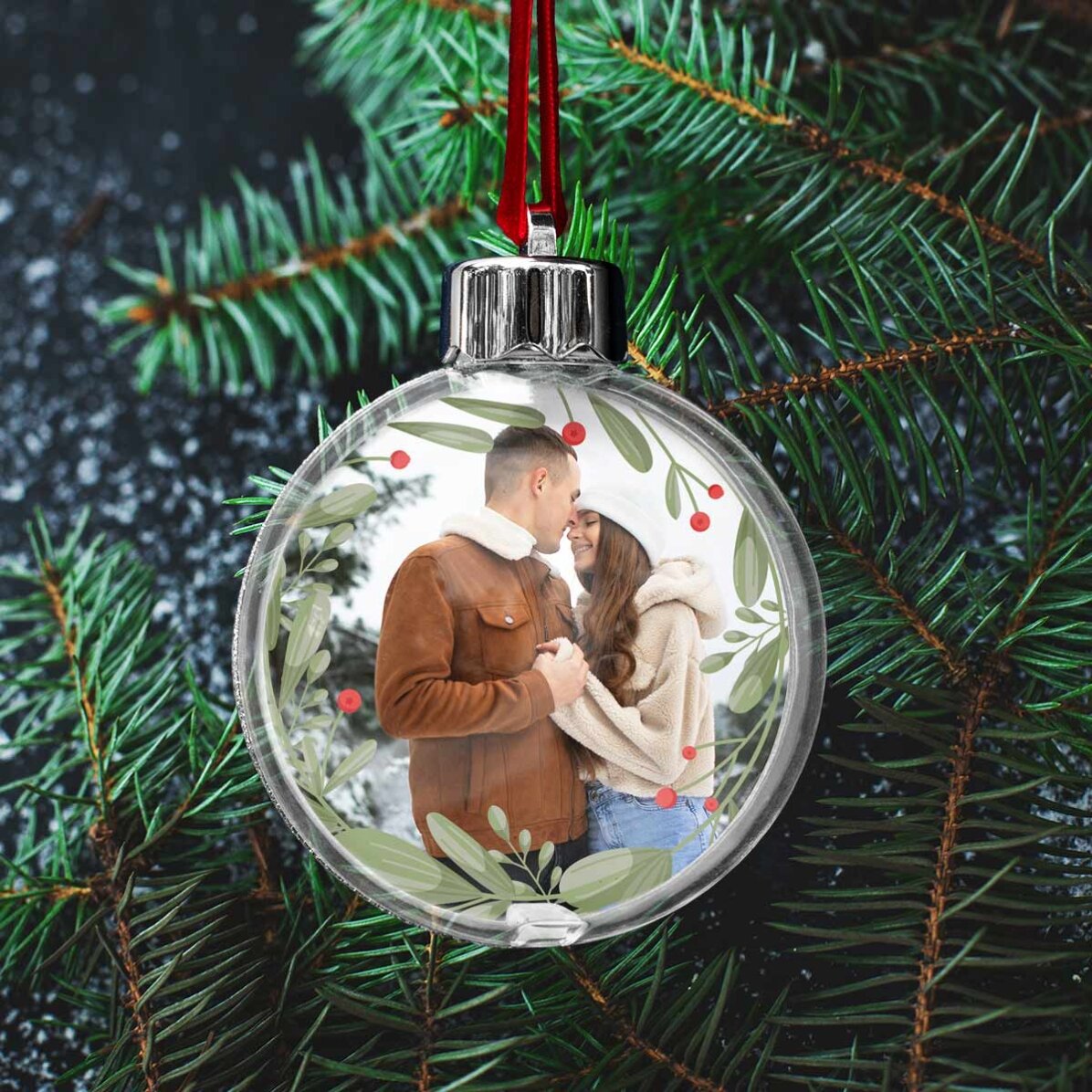 Glob transparent personalizat față-verso cu o poză și text - Toată iubirea