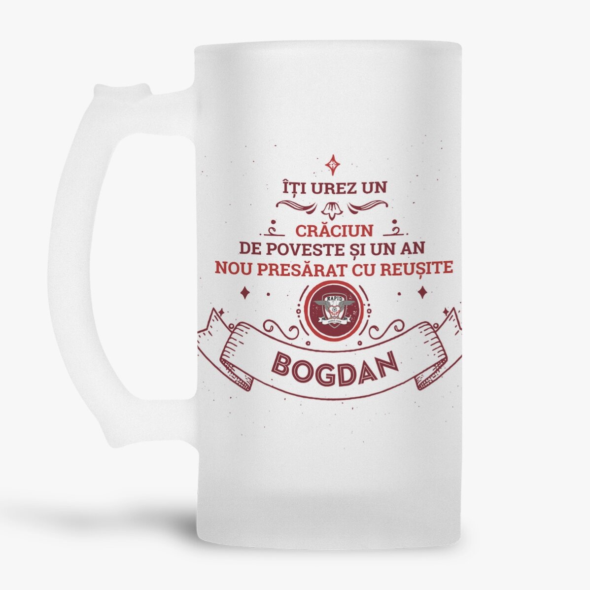 Halbă de bere FC Rapid personalizată cu text - Vintage Christmas