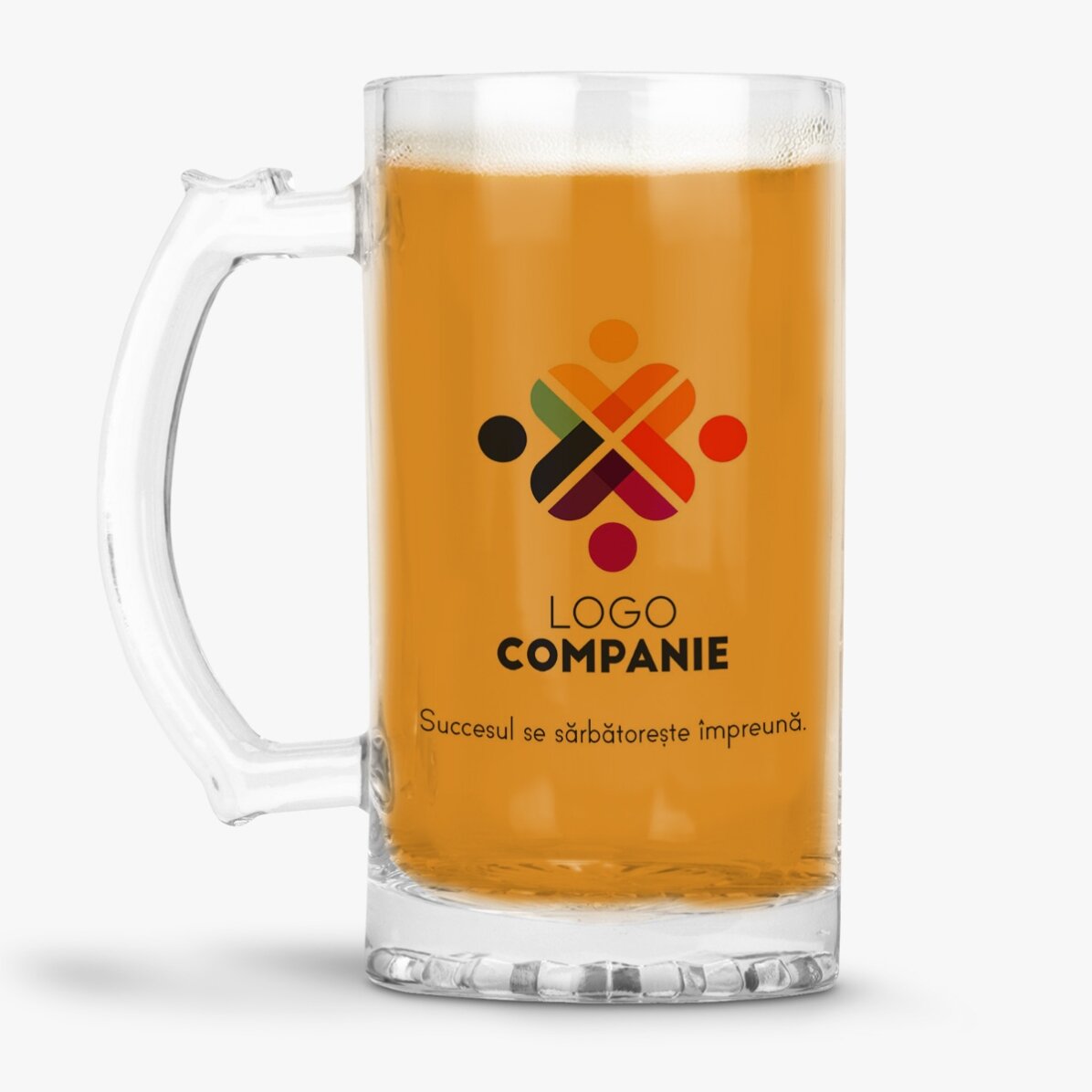 Halbă de bere personalizată cu logo și text
