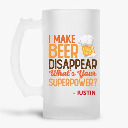 Halbă de bere personalizată cu nume - Superpower