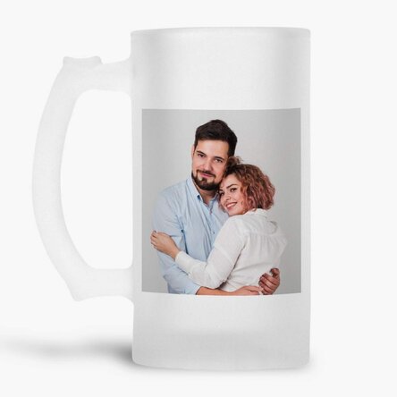 Halbă de bere personalizată cu o poză și mesaj