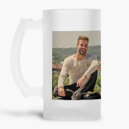 Halbă de bere personalizată cu o poză