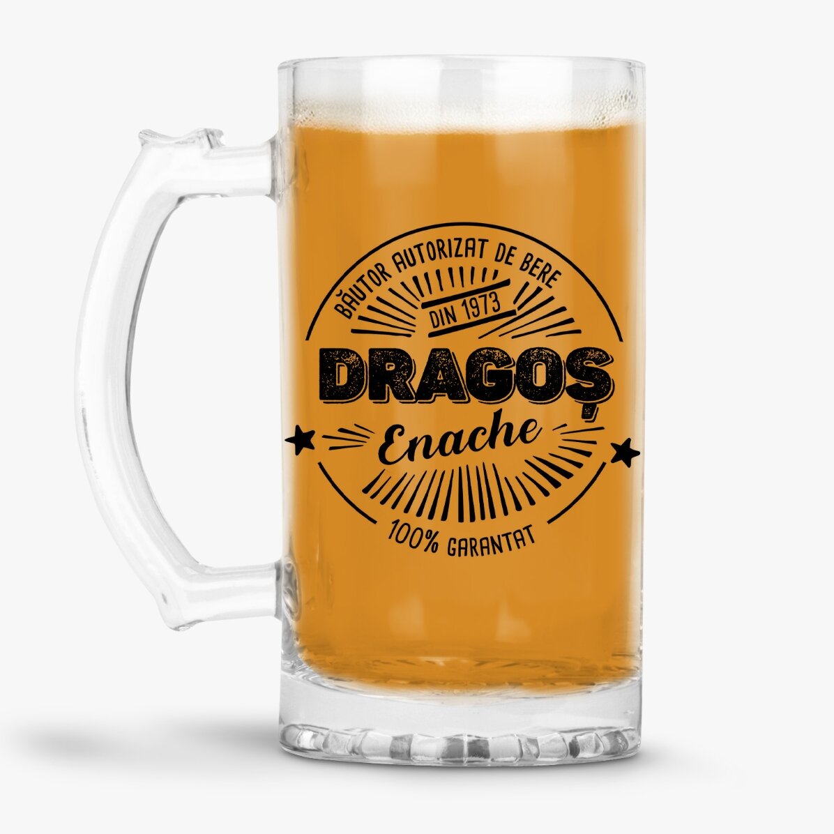 Halbă de bere personalizată cu text - Băutor autorizat de bere