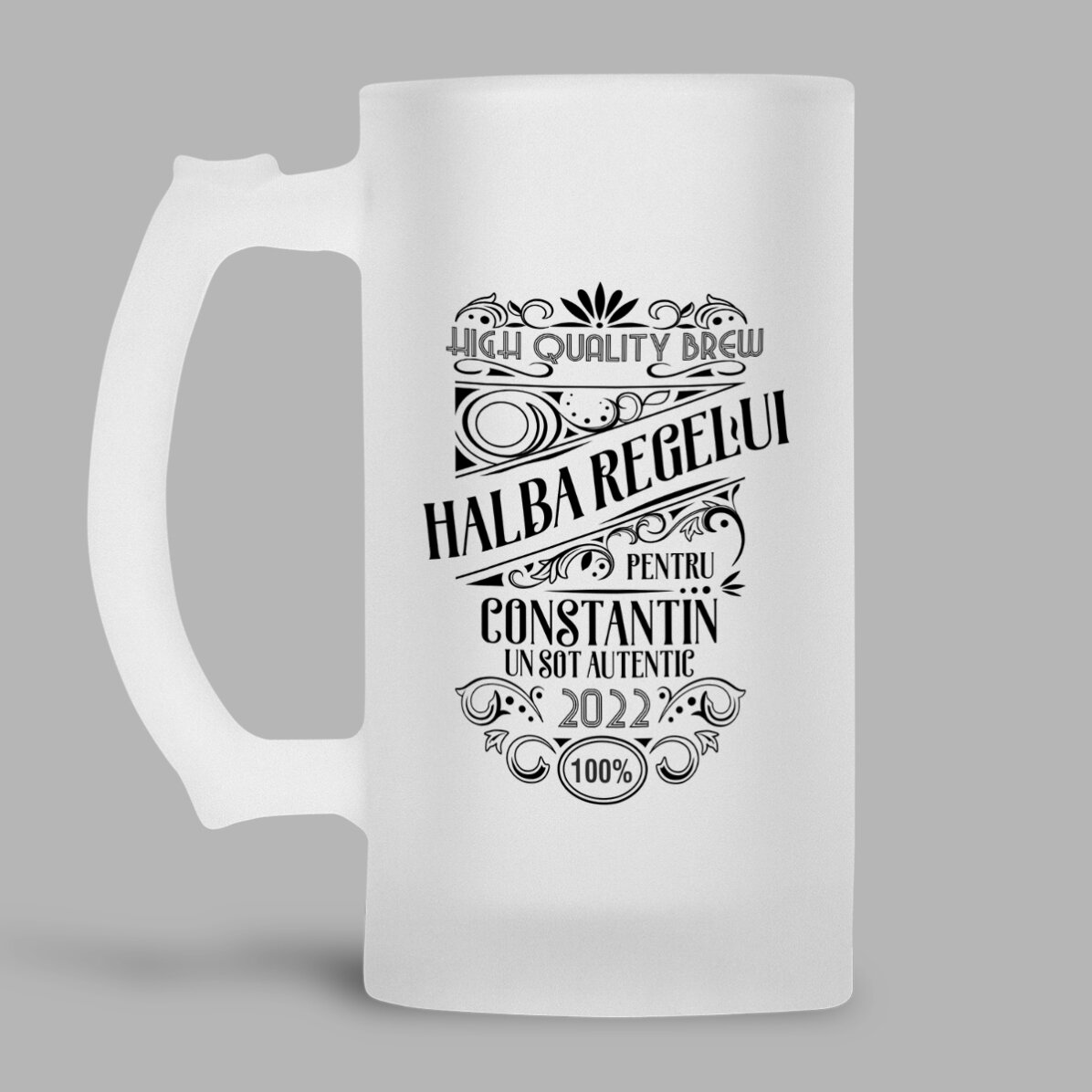 Halbă de bere personalizată cu text - Berea regelui