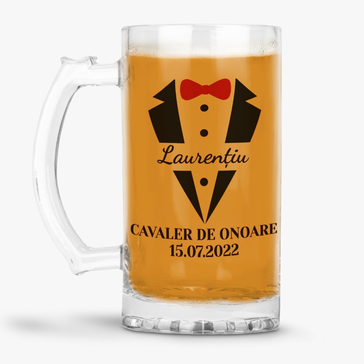 Halbă de bere personalizată cu text - Cavaler