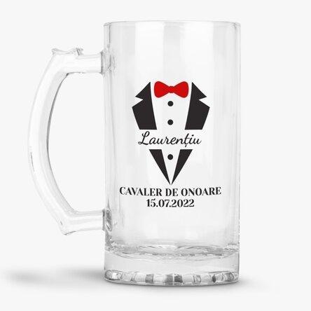 Halbă de bere personalizată cu text - Cavaler