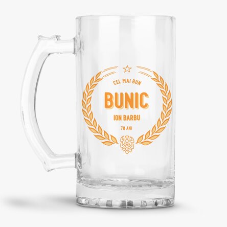 Halbă de bere personalizată cu text - Cel mai bun bunic