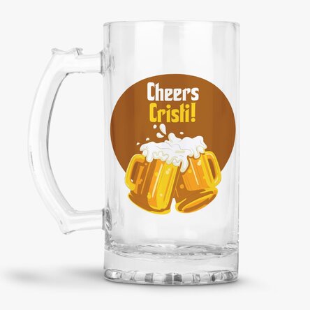 Halbă de bere personalizată cu text - Cheers!