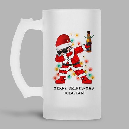 Halbă de bere personalizată cu text - Merry Drinks - Mas