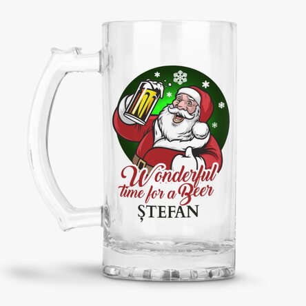 Halbă de bere personalizată cu text - Wonderful time for a beer