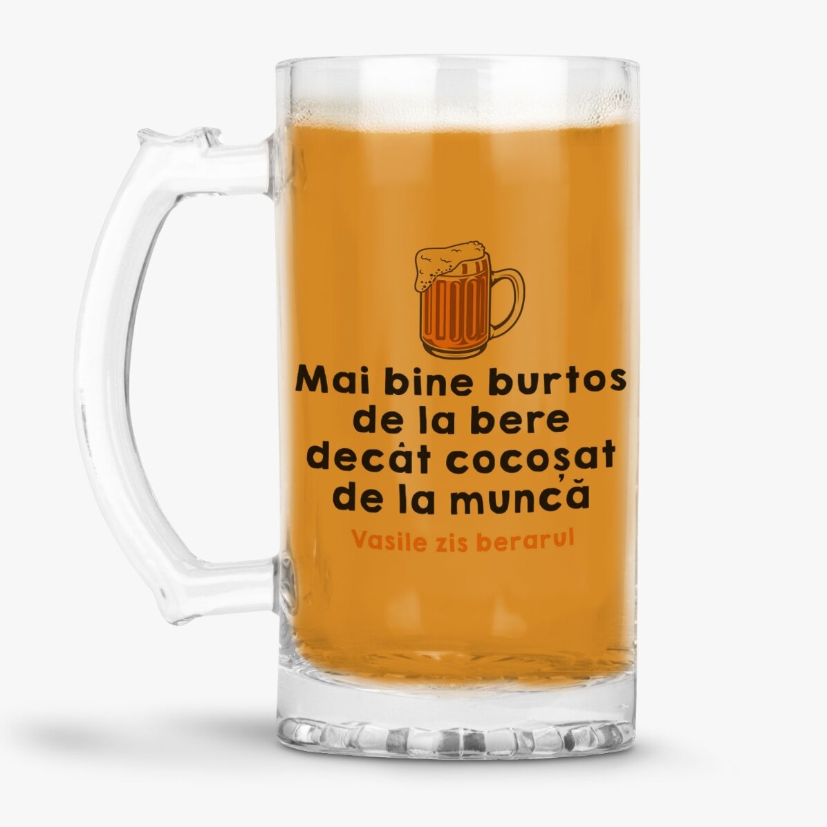 Halbă de bere personalizată cu text