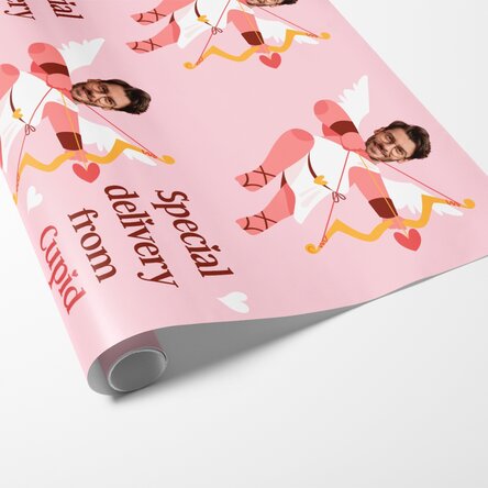 Hârtie de împachetat cadouri personalizată cu o poză și text - Cupid