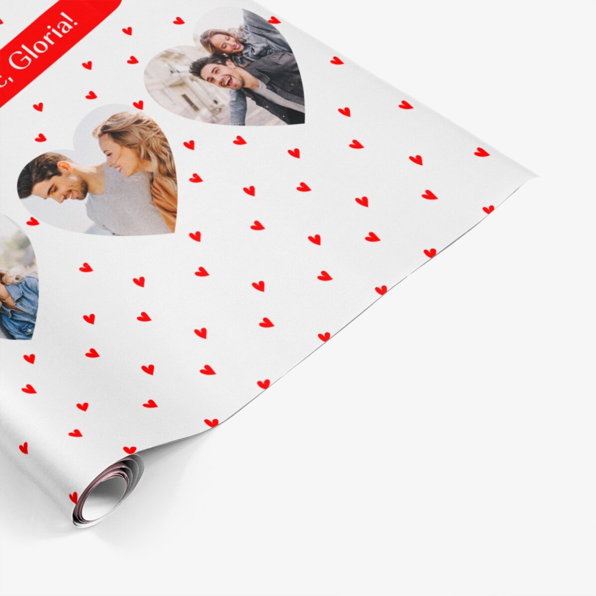 Hârtie de împachetat cadouri personalizată cu 6 poze și mesaj