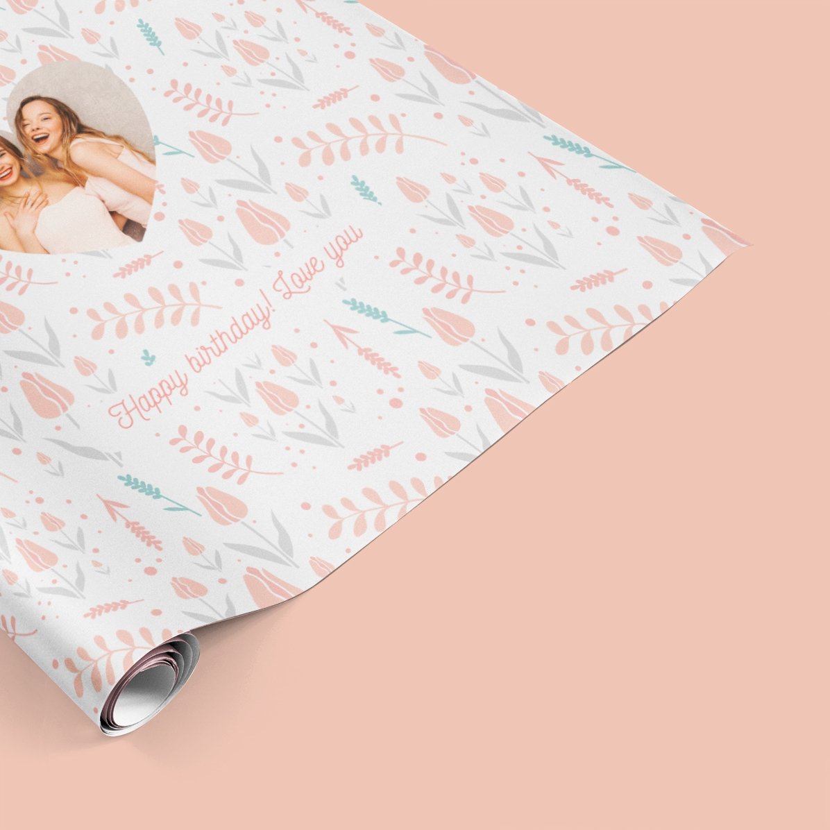 Hârtie de împachetat cadouri personalizată cu o poză și text - Spring