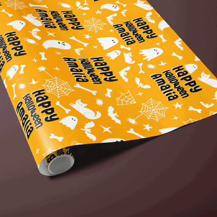Hârtie de împachetat cadouri personalizată cu text - Halloween
