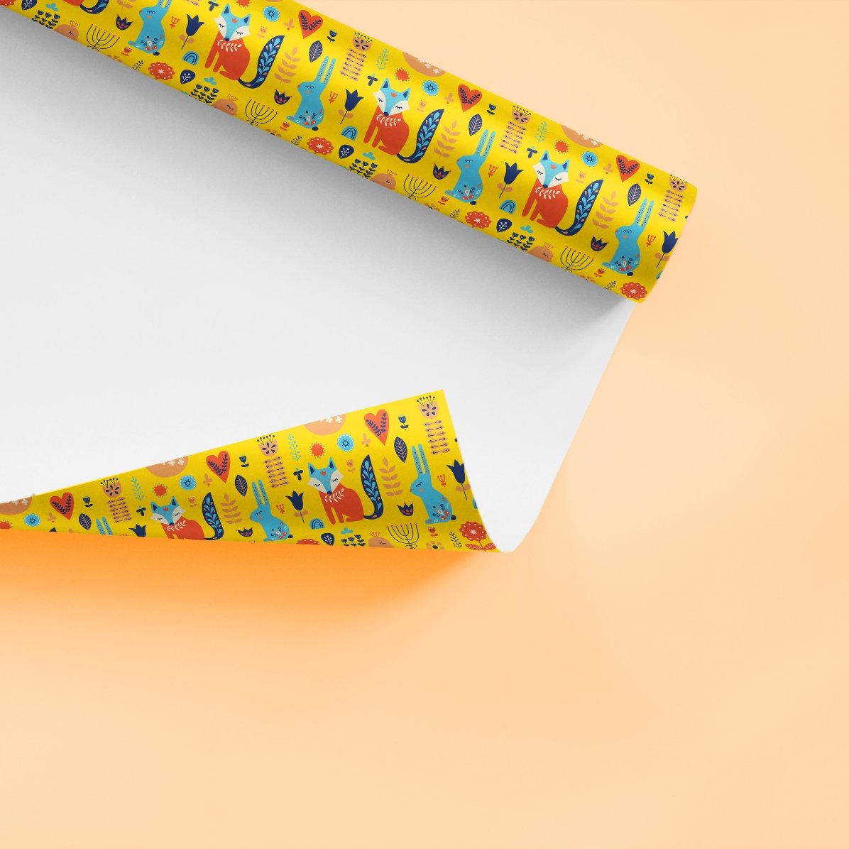 Hârtie de împachetat cadouri personalizată cu text în chenar - Vulpițe