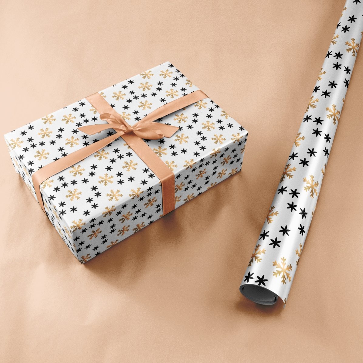 Hârtie de împachetat cadouri personalizată cu text în chenar - Snowflakes