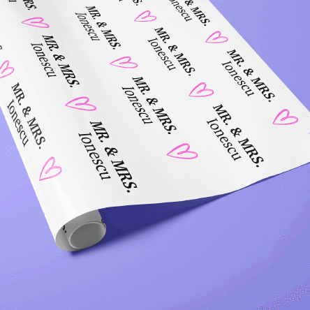 Hârtie de împachetat cadouri personalizată cu text - Mr. & Mrs.