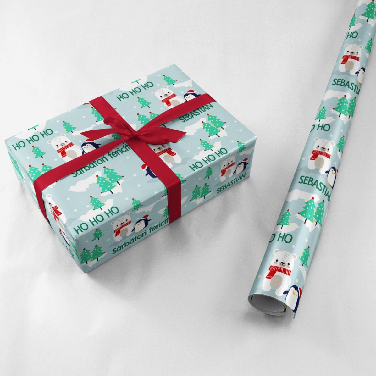 Hârtie de împachetat cadouri personalizată cu text pentru copii - Crăciun