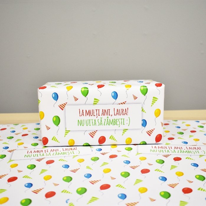Hârtie de împachetat cadouri personalizată - model aniversar