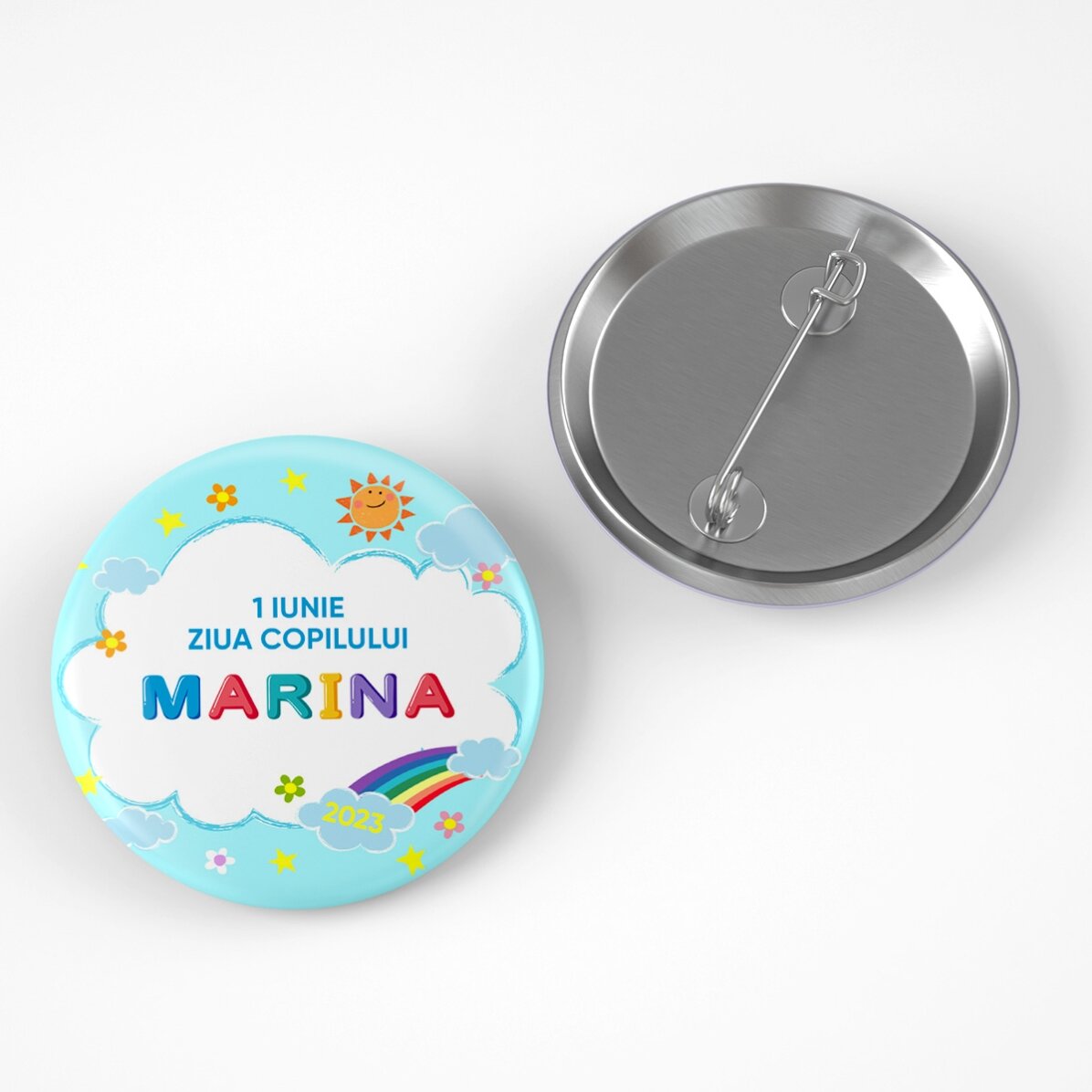 Insignă personalizată cu mesaj pentru ziua copilului