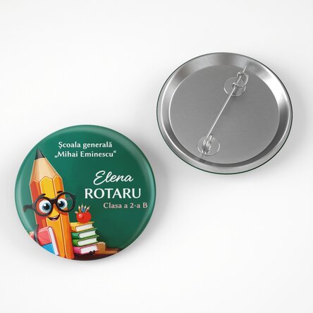 Insignă personalizată cu mesaj - Școală