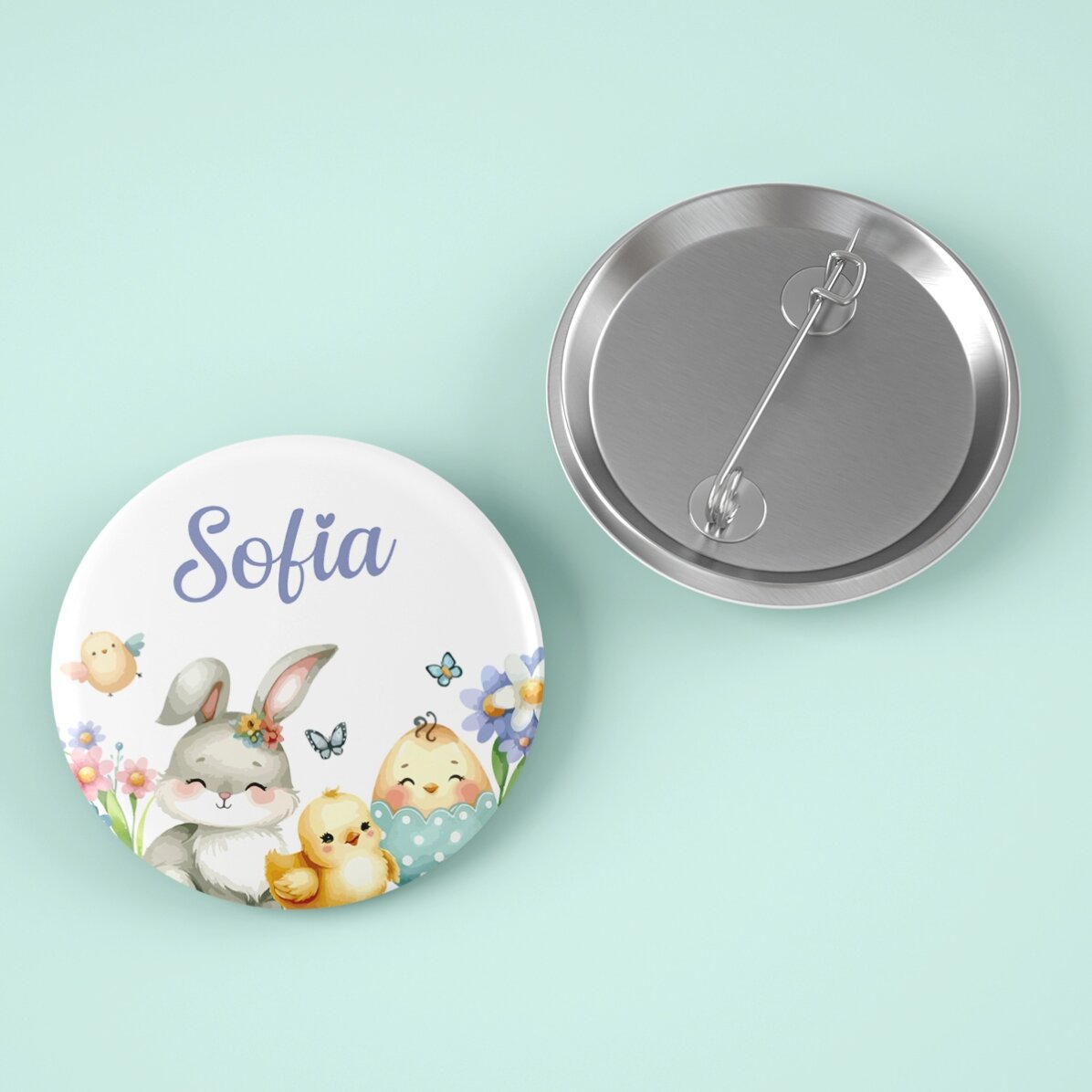 Insignă personalizată cu nume - model de Paște
