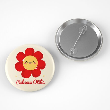 Insignă personalizată cu nume - Model floare colorată