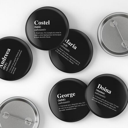 Insignă personalizată cu text - Definiție